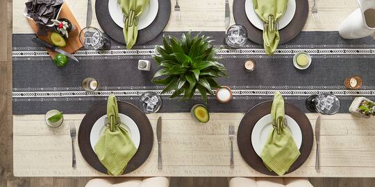 DII® 108" Dobby Striped Fringe Ribbed Table Runner